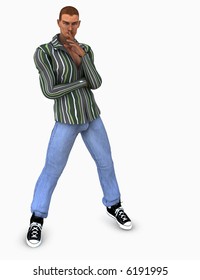 3D render of casual dressed posing male model isolated on white