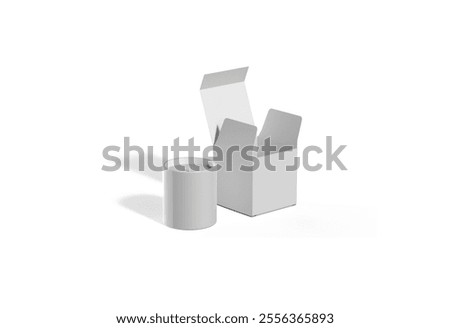 3d Render of ceramic candle with box isolated on white background.