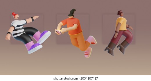3d render character display view on copy space illustration background