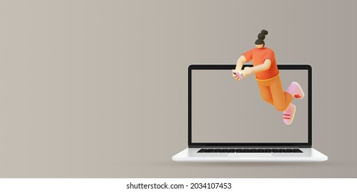 3d render character display view on copy space illustration background