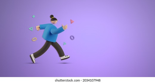 3d render character display view on copy space illustration background