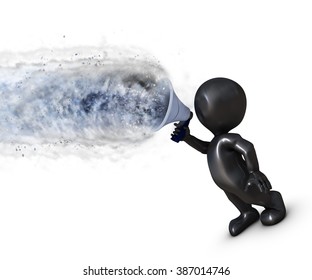 3D render of a character with exploding megaphone