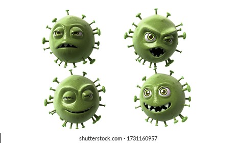 3d Render Character Virus  Green Color