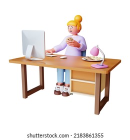 3d render character work on desktop work from home