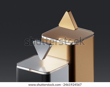 3d render chart arrow. Green flexible stock arrow up growth icon. Investment and financial growth concept. 3d render illustration on dark background. 3D Illustration