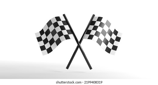 3d Render Checkered Racing Double Flags Stock Illustration 2199408319 ...