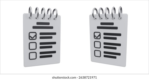 3d render checklist on notepad for task management