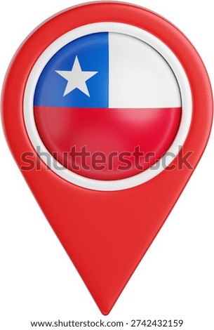 3D Render of Chile Flag Map Pointer Icon