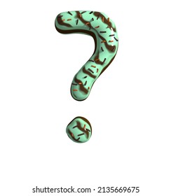 3D Render Of Chocolate Mint Cake Themed Font Question Mark