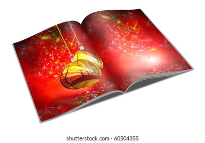 3d Render Christmas Book On A White Background