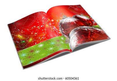 3d Render Christmas Book On A White Background