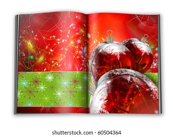 3d Render Christmas Book On A White Background