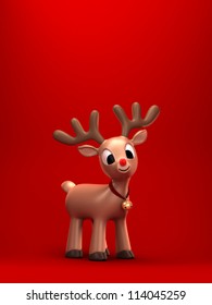 3d Render Of A Christmas Reindeer With Green Background