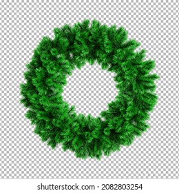 3d Render Of Christmas Wreath On Transparent Background,clipping Path