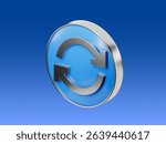 3D render of a circular sync or refresh icon. Represents update, synchronization, repeat, or reloading processes in digital interfaces.