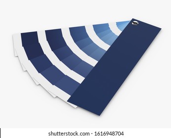 3d render of  classic blue color palette guide over white background