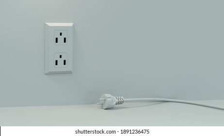 3d Render In Clay Style Of A Wall Socket Plug And A Different Power Electric Cable Failing To Connect