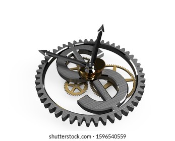3d render of clock with US dollar sign on dial