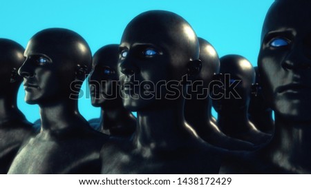 3D render. Cloning humanoid figures