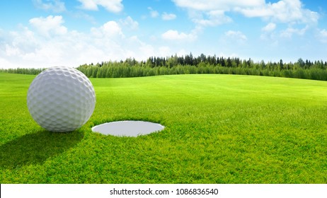 3d render Close up of golf ball on green in golf course. sport background. - Powered by Shutterstock