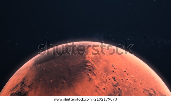 3D Render Close Up Mars Planet 360 Rotation On Galaxy\
Space Star Field 3D Illustration. planet, galaxy, stars, cosmos,\
sea, earth, globe. 