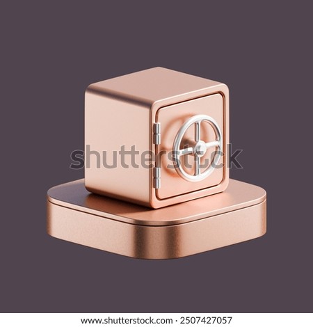 3d render, closed metallic safe box on podium isolated on dark background. Online shopping, money transactions online, Payment by bank card via portable banking terminal.