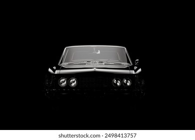 3d render close-up front view of vintage car