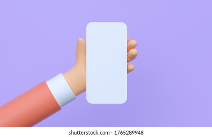 3d Render Closeup Hand Holding Smart Phone With Empty Screen