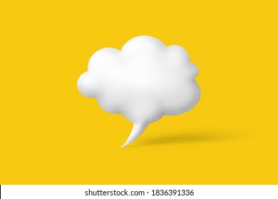 3d render of a cloud in shape of the speech bubble isolated on yellow background with copy space