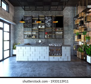 3d Render Of Coffee Shop Interior