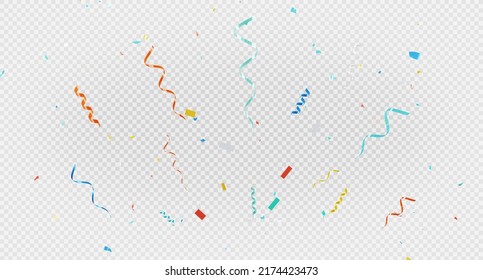 3d presentación de confetti colorido volando sobre fondo transparente.