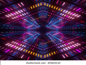 3d render, colorful neon lights, bright colorful tunnel, abstract geometric background - Powered by Shutterstock