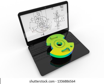 3D Render - Computer Aided Design Part Drafting Concept