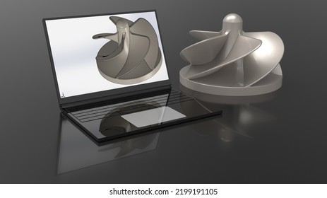 3D Render - Computer Aided Design Of A Turbine