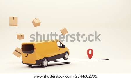 3d render of the concept of fast delivery of parcels around the world by car, plane, scooter. Online shopping. Urgent delivery and logistics. Cargo transportation. Shopping without leaving home.