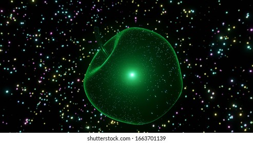 3d render of the concept of gravity with a falling apple in space