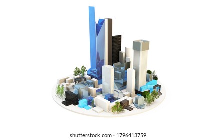 3d Render Concept Of A Modern Architecture Generic City In Any Country On A White Background