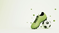 3d Render Of The Concept Of Sports Game. Football With Sneakers On Green Background With Grass. Backdrop For Advertisement For The World Gambling Sports. Sports Betting. Active Lifestyle.
