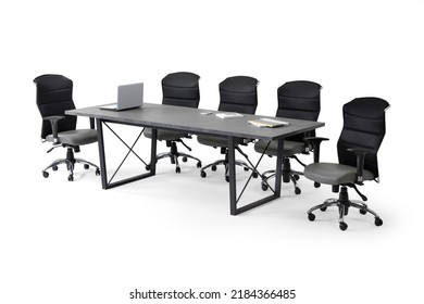3D render conference table isolated on white background . office furniture 