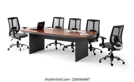 3D Render Conference Table Isolated On White Background . Office Furniture 