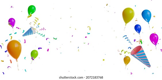 3d Render Of Confetti Floating Decoration With Paper Shoot Colofull