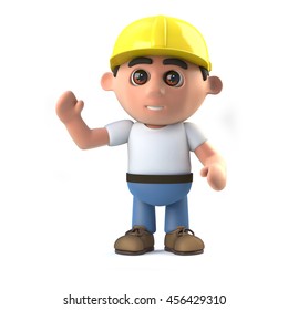 3d Render Construction Worker Waving Hello Stock Illustration 456429310 ...