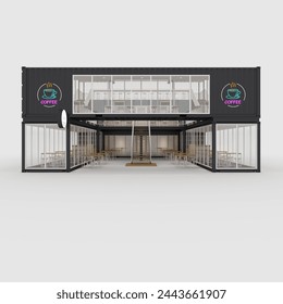 3d render container cafe coffee