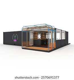 3d render container cafe coffee