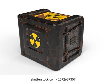 3D render of a container for storing and transporting radioactive substances (game design)