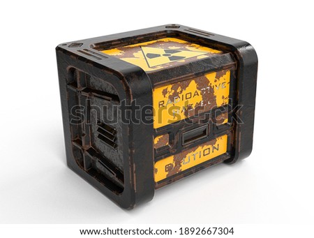 3D render of a container for storing and transporting radioactive substances (game design)