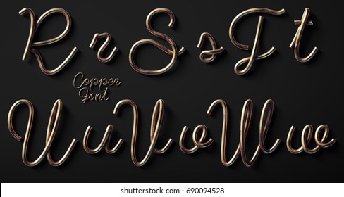 3d Render Of Copper Font With Letters Made Of Metal Wire