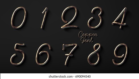 3d Render Of Copper Font With Letters Made Of Metal Wire