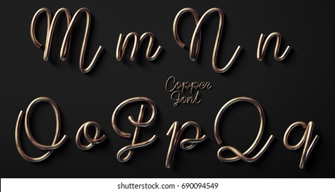 3d Render Of Copper Font With Letters Made Of Metal Wire