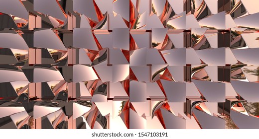 3d render copper glossy background with beveled cubes